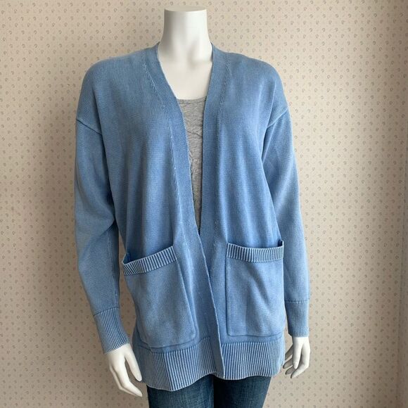 NEW GoodThreads Faded Indigo Long Open Front Cardigan Sweater sz Small PW 12 - Picture 1 of 9